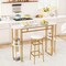 Industrial Style 60 Inch Pub Table with Storage Shelves, Engineered Wood Top, Sturdy Metal Frame Narrow Counter Table for Home Bar and Dining Area